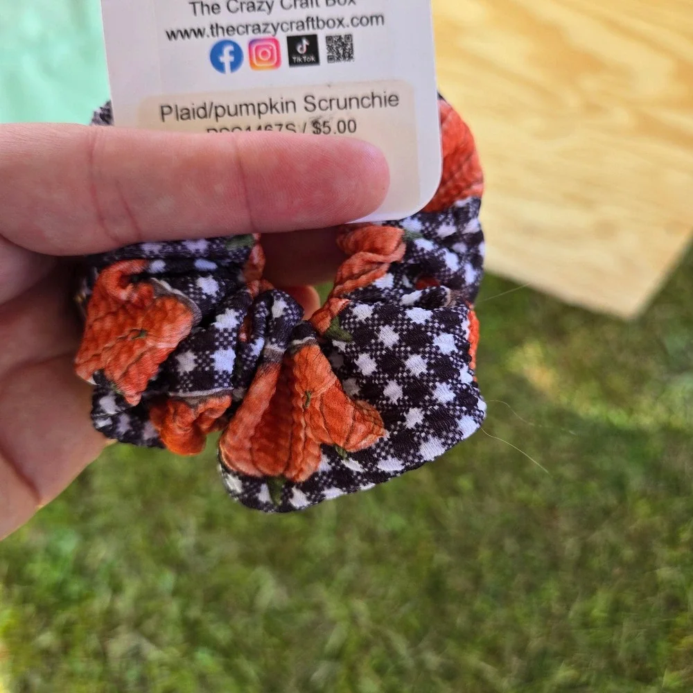 Buffalo Check Pumpkin Hair Scrunchie Accessory